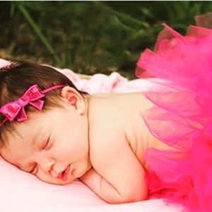 2 pc hot pink newborn photo prop tutu and headband